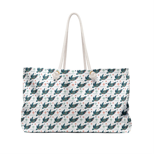 Sea Turtle Pattern Weekender Bag — Beach Tote for Travel & Vacation