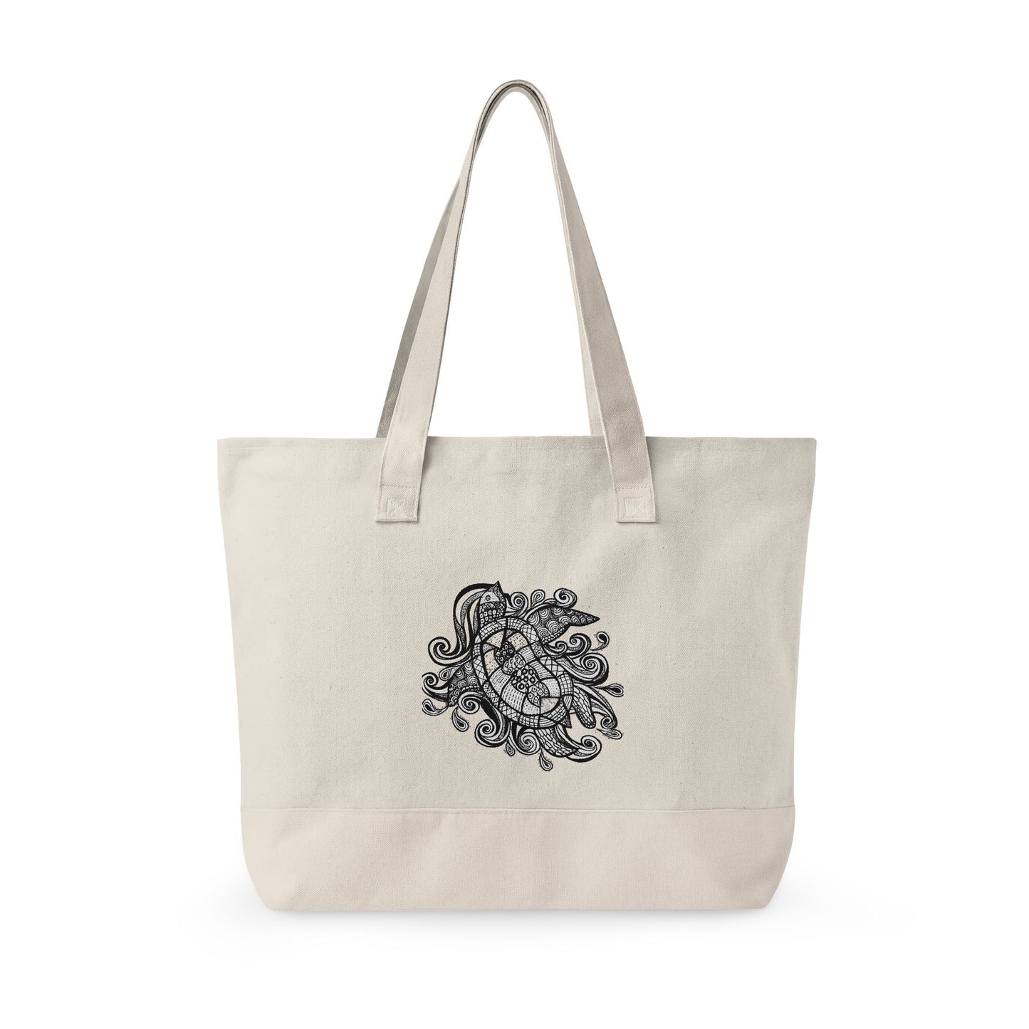Canvas Tote Bag — Intricate Paisley Floral Zippered Tote (Boho Floral Design)