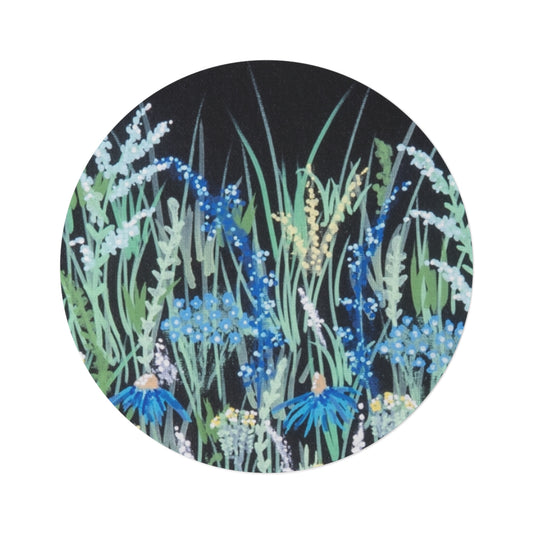 Round Floral Rug — Blue Wildflower Meadow Round Rug