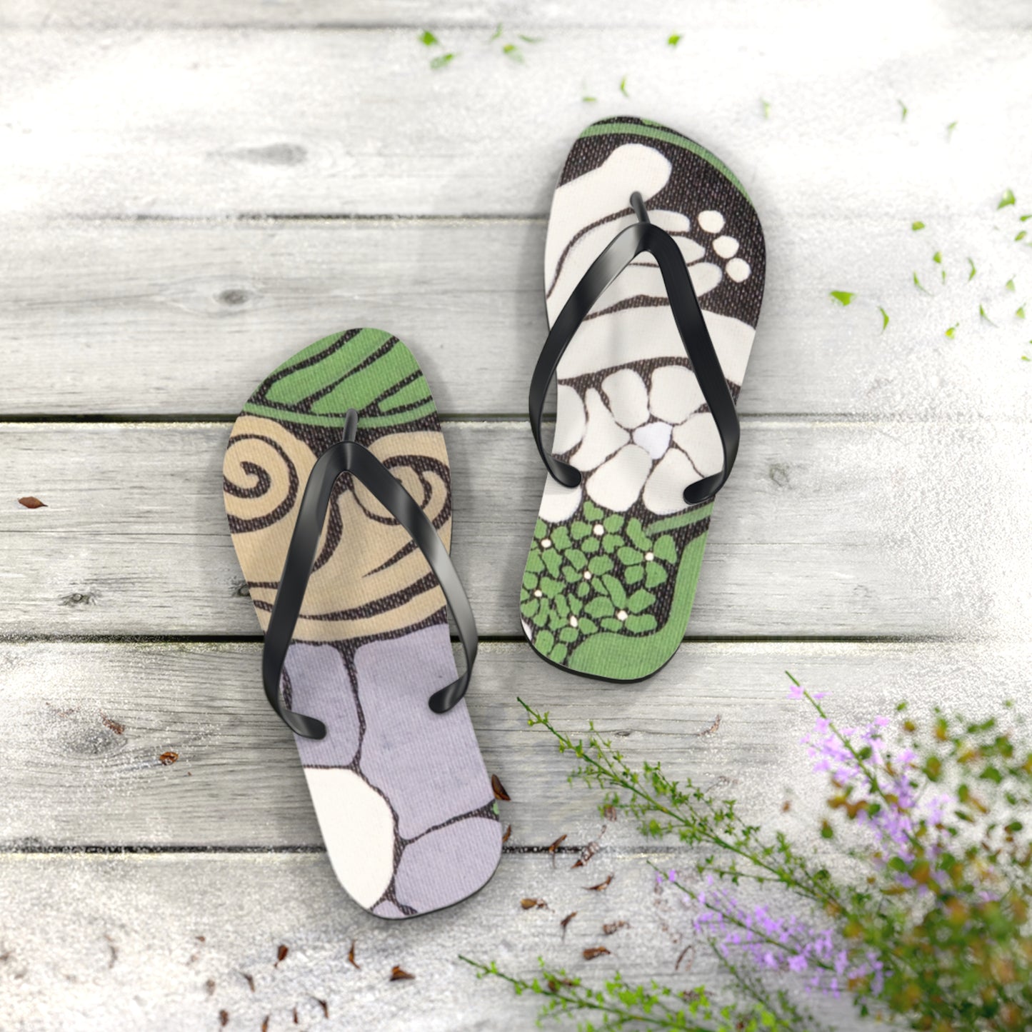 Whim & Tendril Flip Flops — Day of the Dead Inspired Beach Sandals