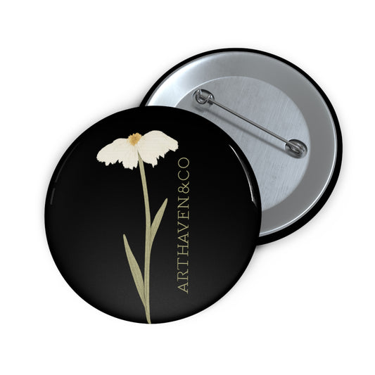 Daisy Logo Pin Button — Minimal Floral Brand Badge
