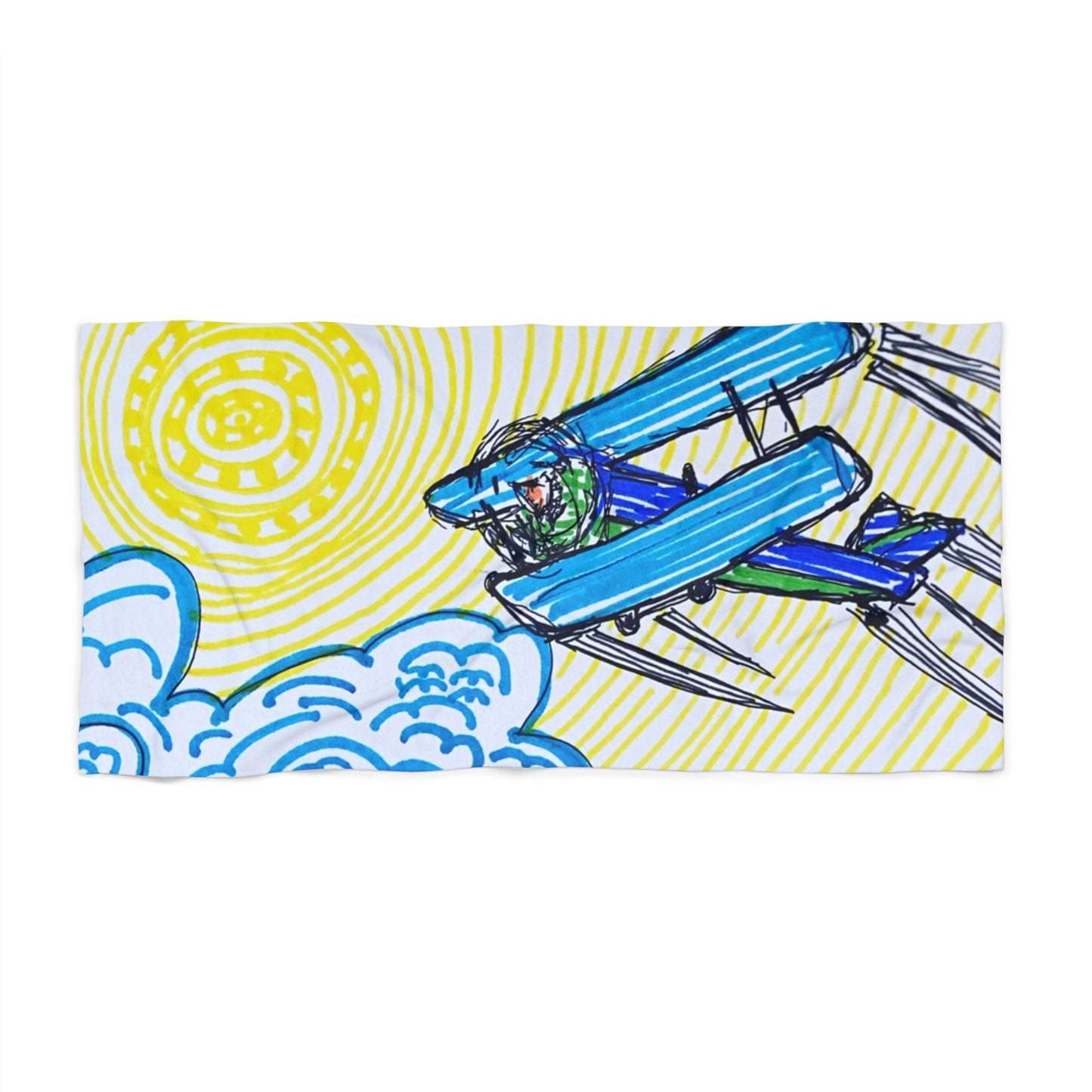 Vintage Biplane Beach Towel – Sunny Retro Aviation Design