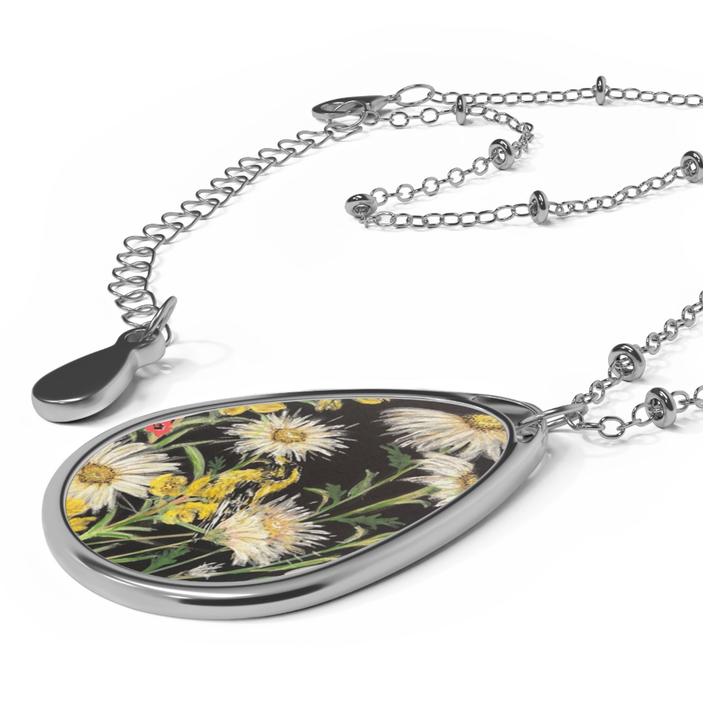 Bloom wear shadows fallOval Floral Necklace — Vintage Daisy Pendant