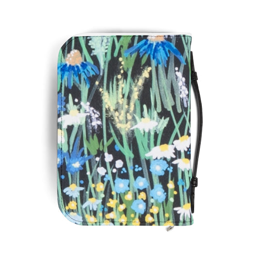 Floral Meadow Bible Cover — Blue Wildflower Zippered Protector