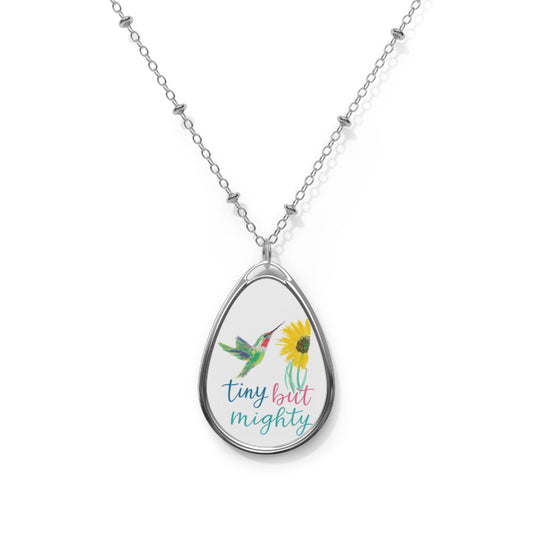 Tiny But Mighty Oval Necklace — Hummingbird & Sunflower Pendant