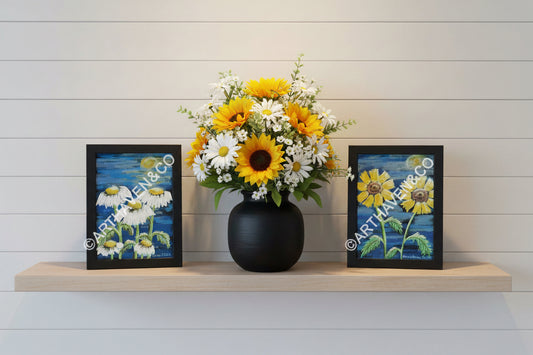 Bloom by Luna — Product Description (5×7 Original Acrylic on Black Canvas Board, Framed in Black) SOLD