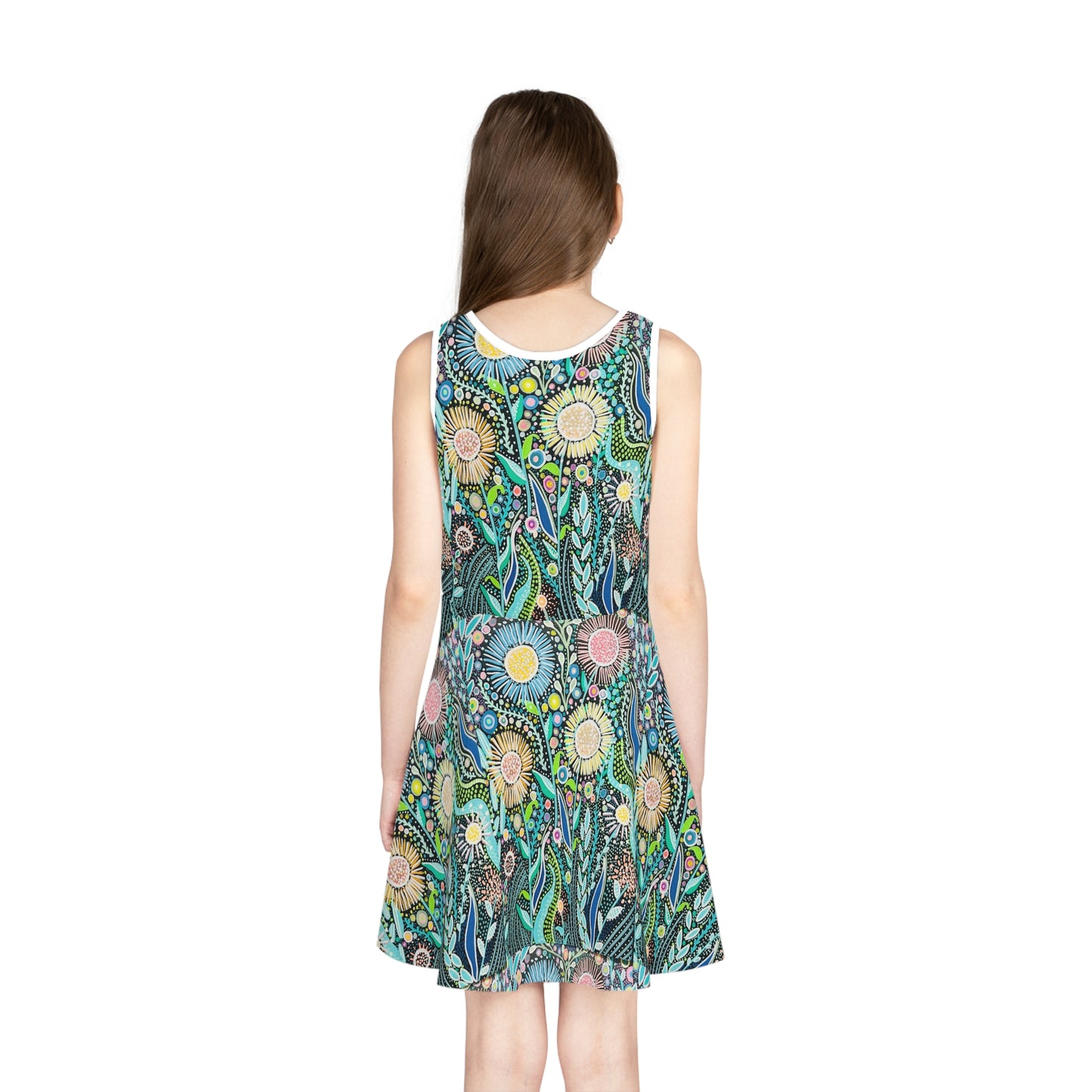 Girls' Floral Garden Sundress — Boho Sunflower Tank Top Dress