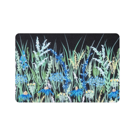 Blue hour bloom Floral Meadow Pet Food Mat (12x18)