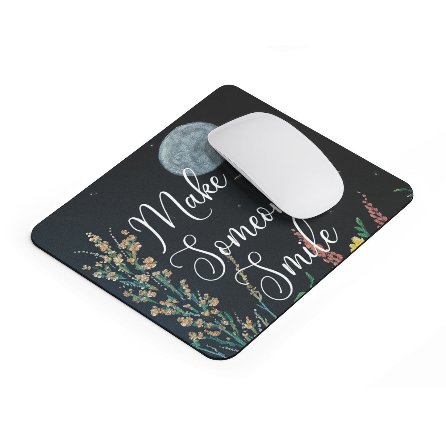 Inspirational 'Make Someone Smile' Mouse Pad — Floral Hummingbird Desk Mat