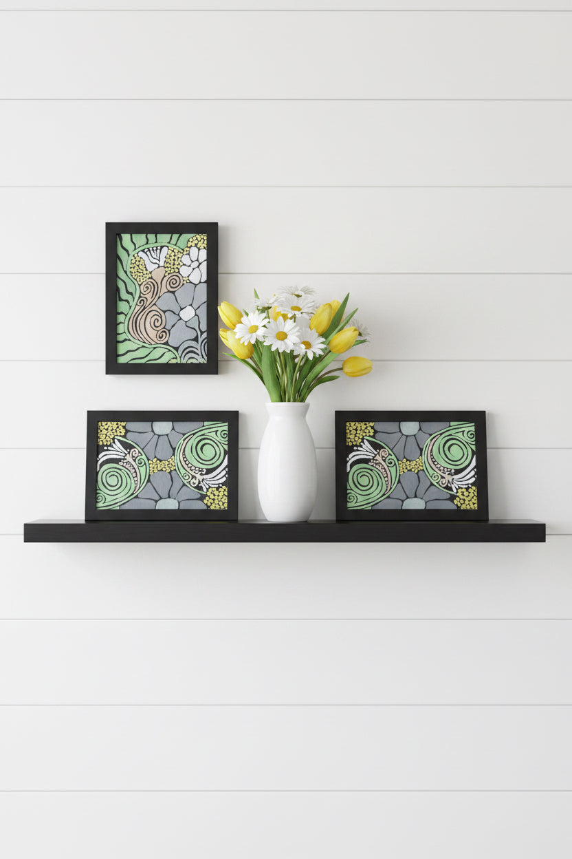 Vinea
5×7 Original Acrylic on Black Canvas Board — Framed in Black
