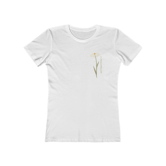 Floral Just Breathe Tee — Women's Boyfriend Fit T-Shirt with Yellow Daisy Design