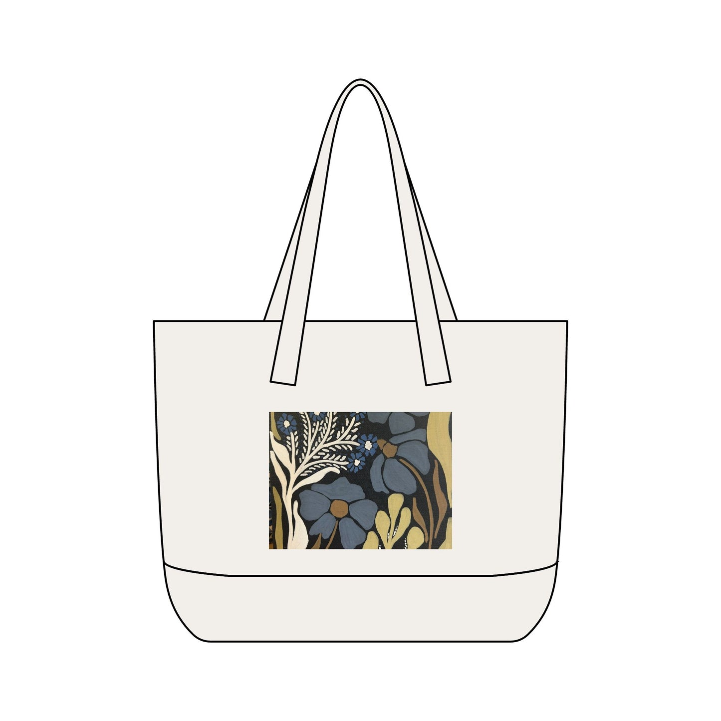 Canvas Tote Bag — Floral Zippered Front Pocket, Everyday Market & Beach Bag