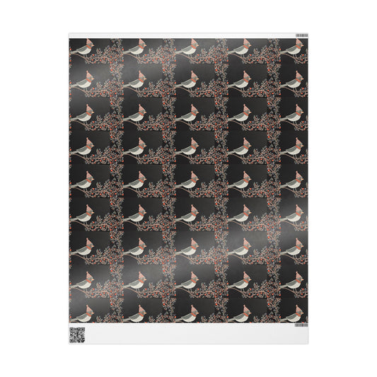 Buckeye Bell Dark Wrapping Paper — Elegant Nature Gift Wrap (Floral Bird Pattern)