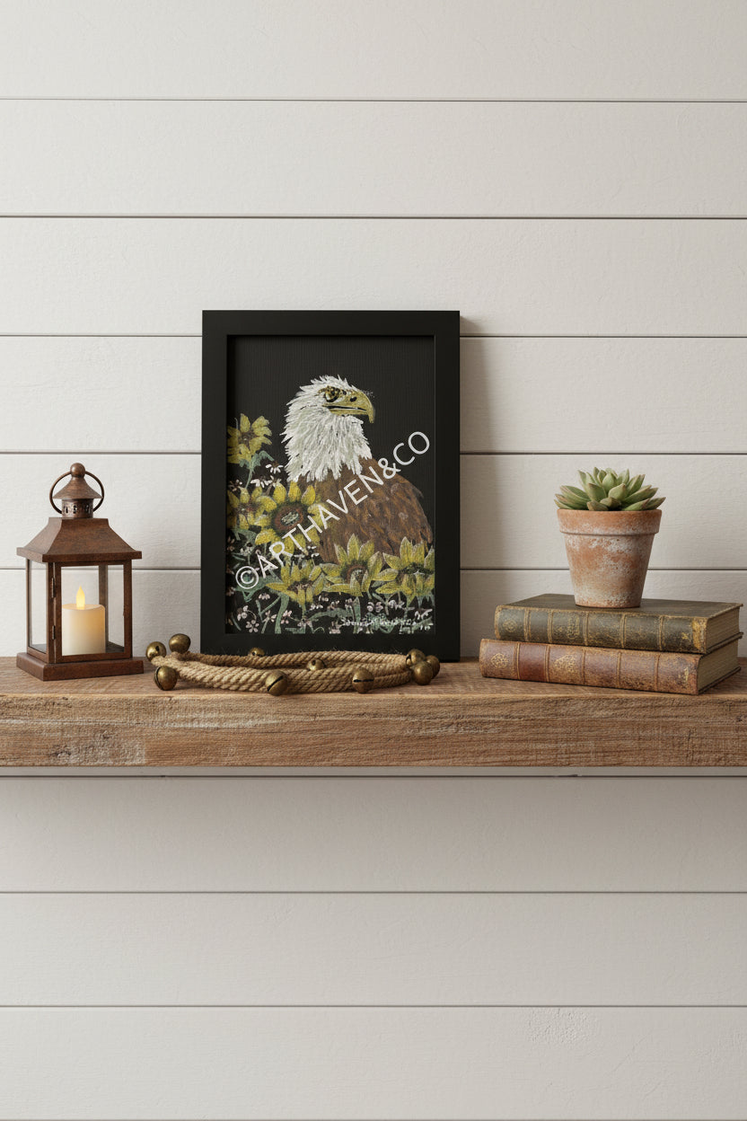 Freedomrise — Original 5×7 Acrylic Painting on Black Canvas Board