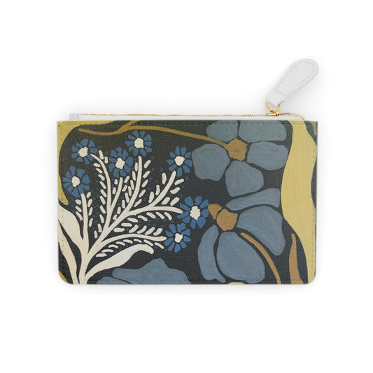 Mini Clutch Bag — © Art Haven & Co Vintage Blue Floral Wristlet Pouch
