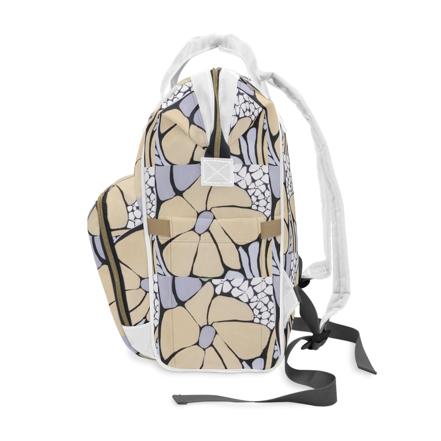 Floral Multifunctional Diaper Backpack — Spacious Baby Changing Bag with Multiple Pockets