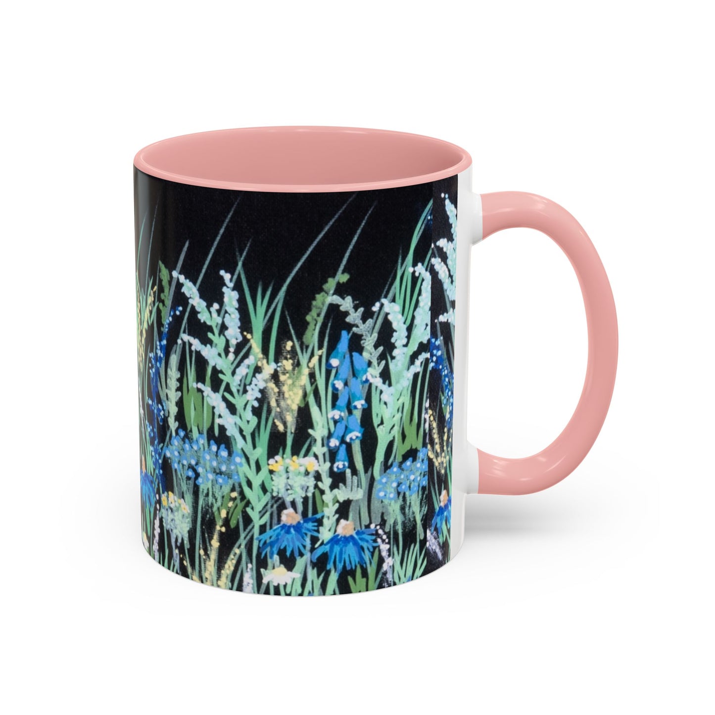 Blue hour bloom Floral Meadow Accent Coffee Mug — Blue Wildflower Garden Design (11/15oz)