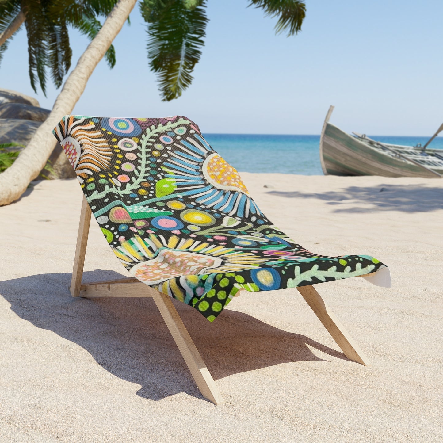 Dot Dot Bloom Beach Towel — Colorful Boho Daisy Pattern