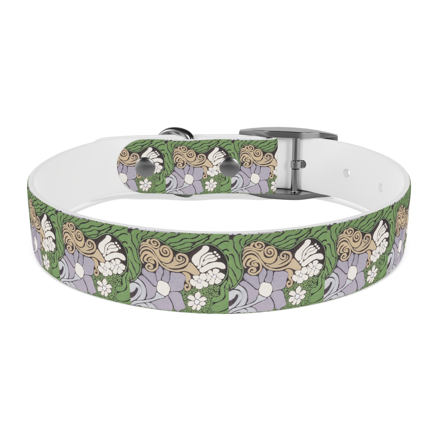 Whim & Tendril Dog Collar — Vintage Green & Lavender Pattern