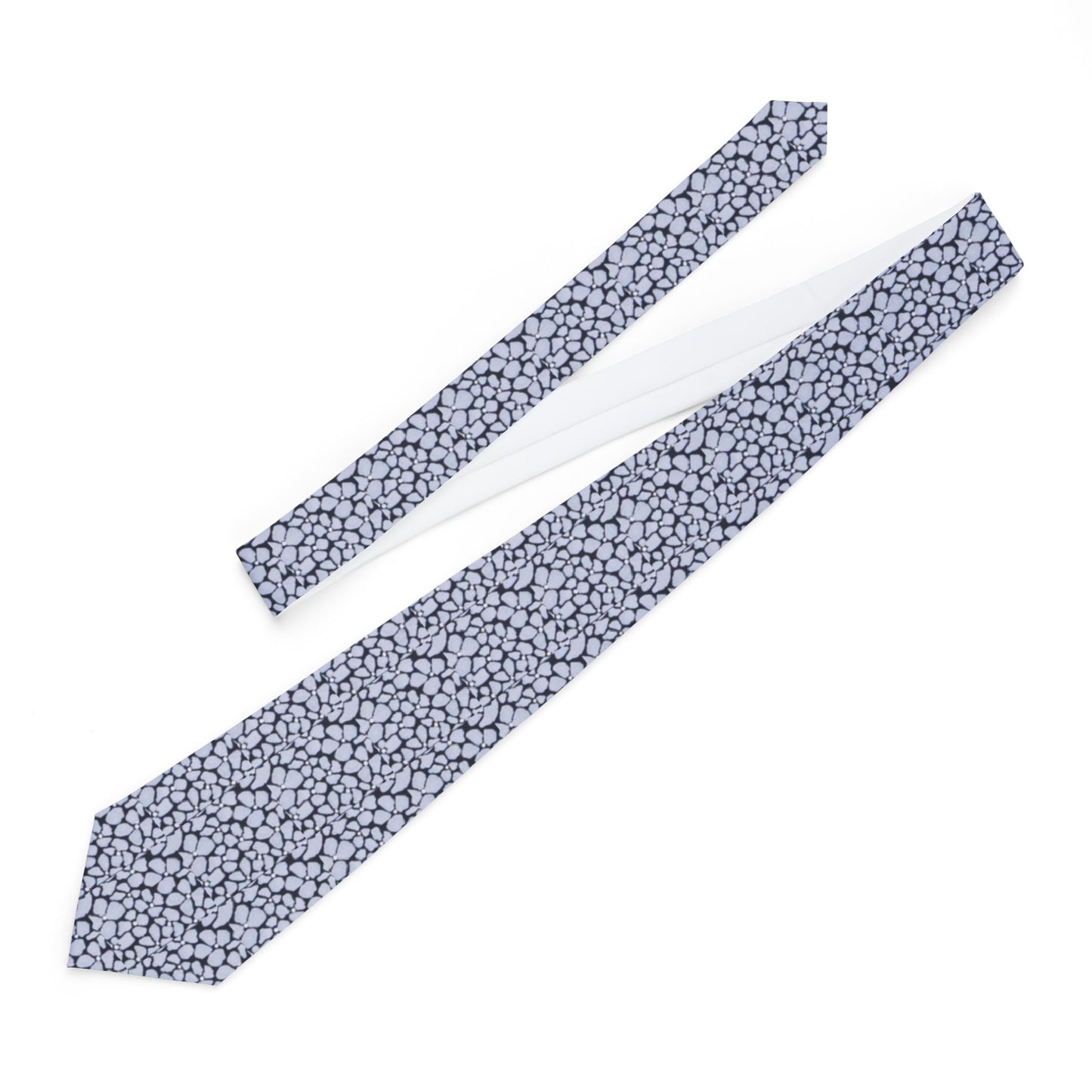 Tiny bloom Pattern Necktie – Subtle Gray Stone Texture Slim Tie for Men
