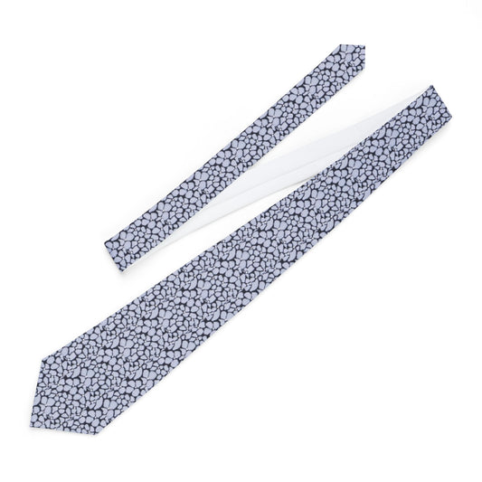 Tiny bloom Pattern Necktie – Subtle Gray Stone Texture Slim Tie for Men