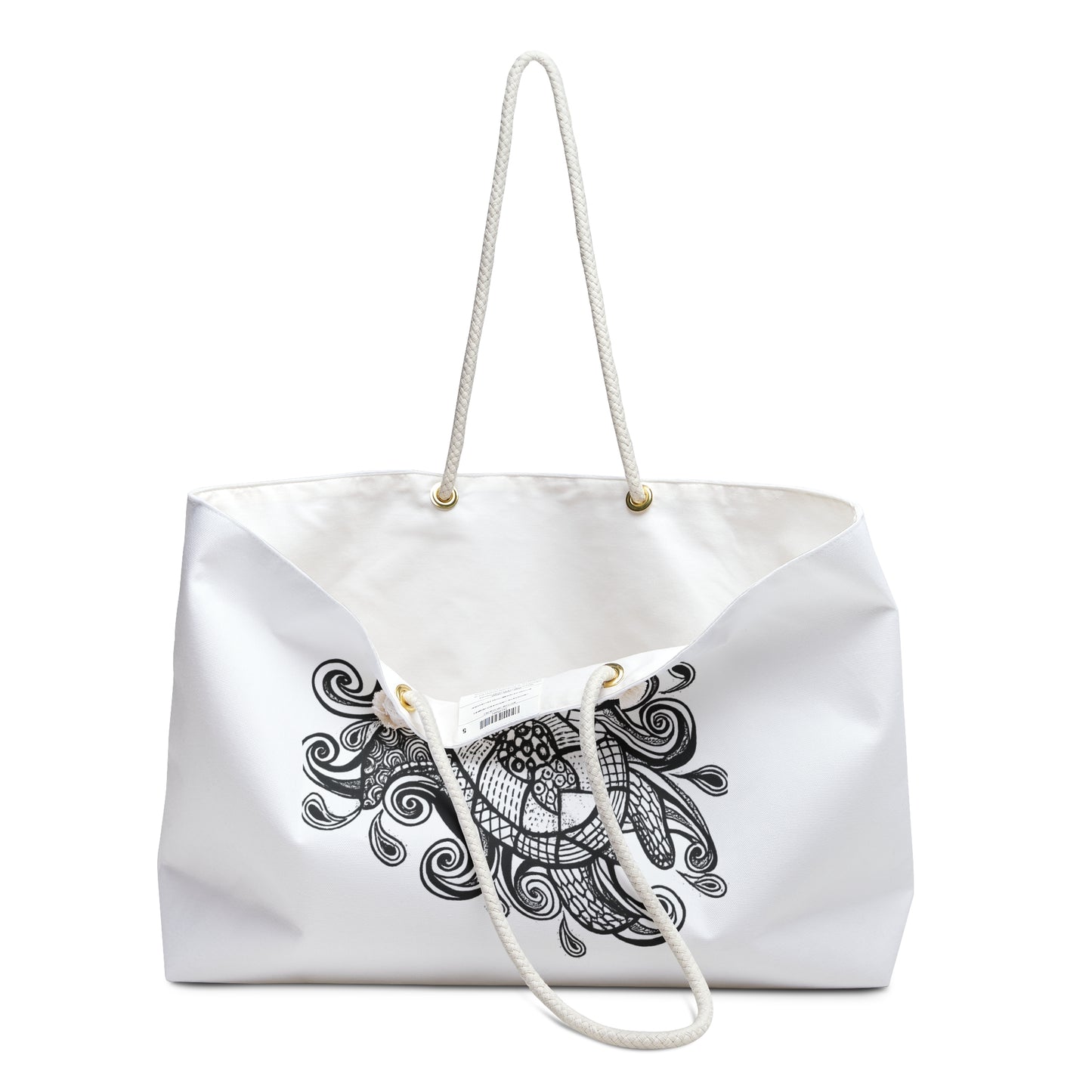 Boho Mandala Weekender Bag – Black & White Zentangle Travel Tote