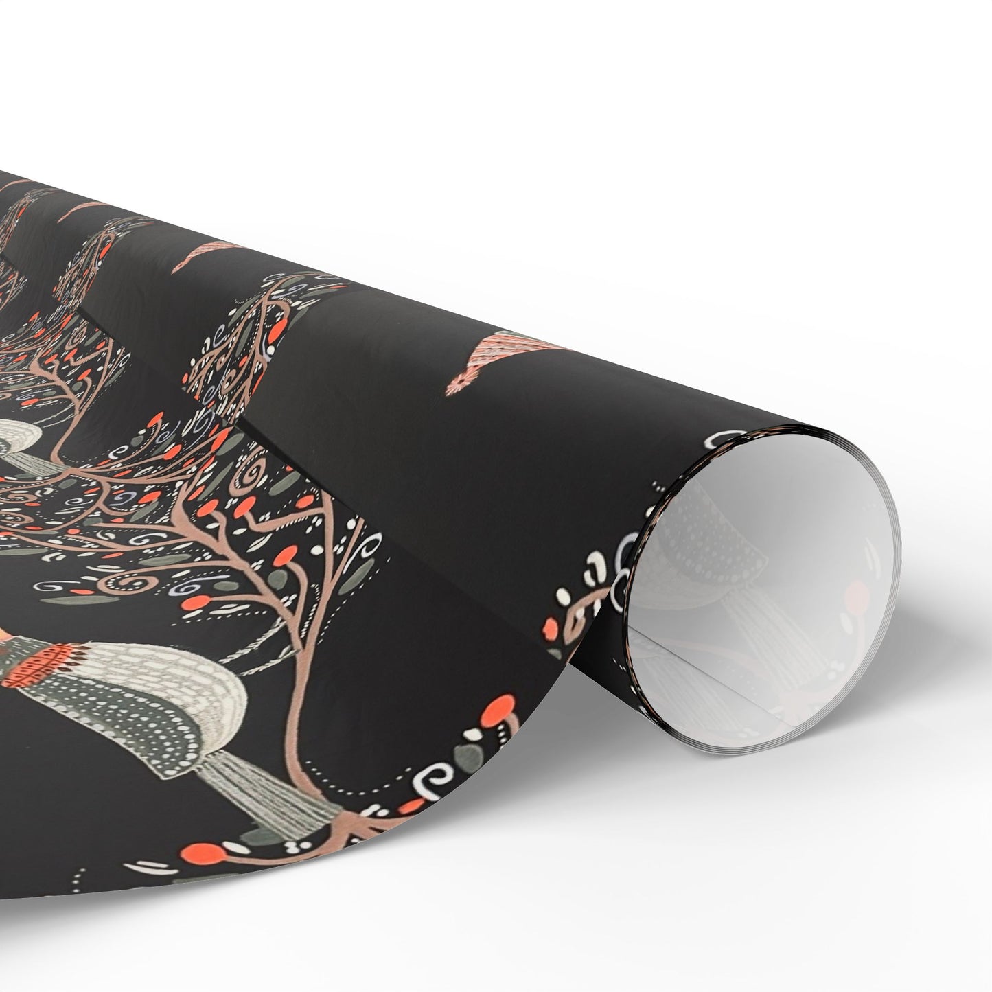 Buckeye Bell Dark Wrapping Paper — Elegant Nature Gift Wrap (Floral Bird Pattern)