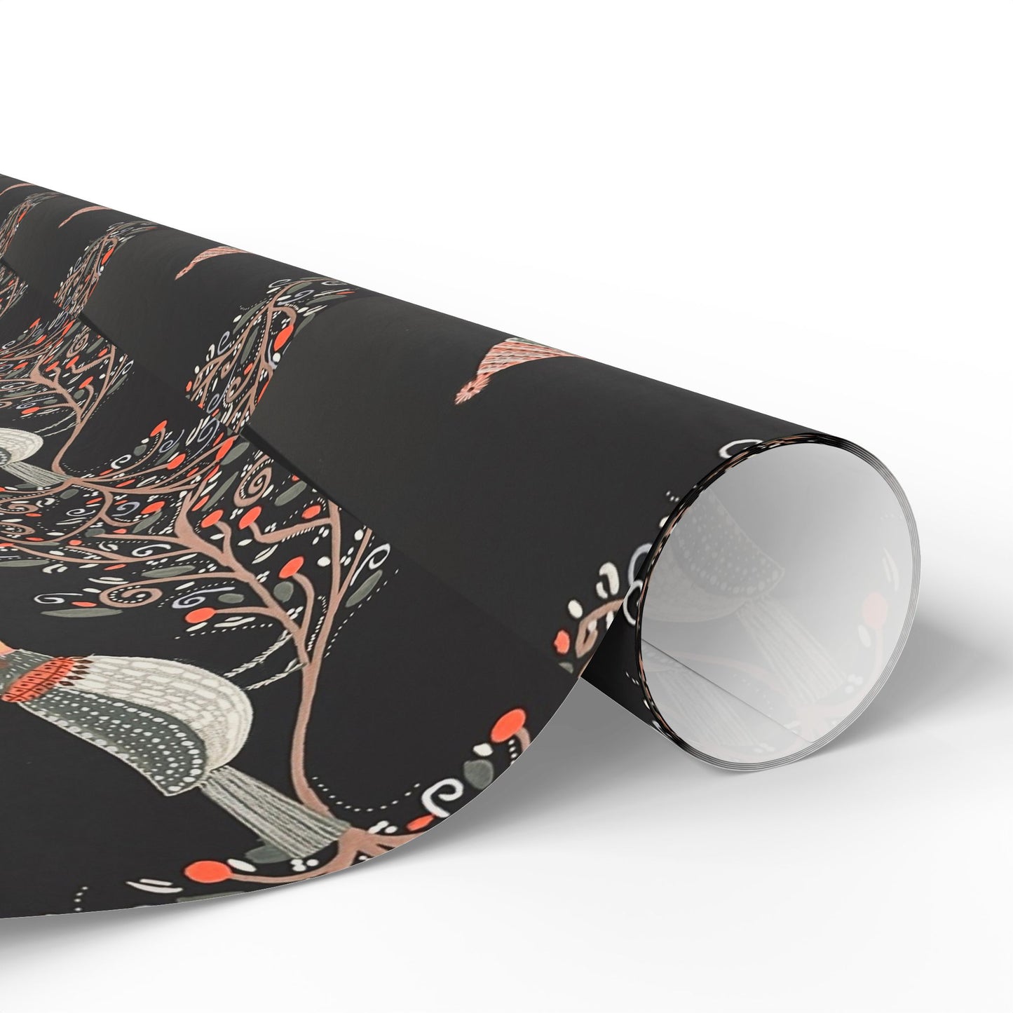 Buckeye Bell Dark Wrapping Paper — Elegant Nature Gift Wrap (Floral Bird Pattern)