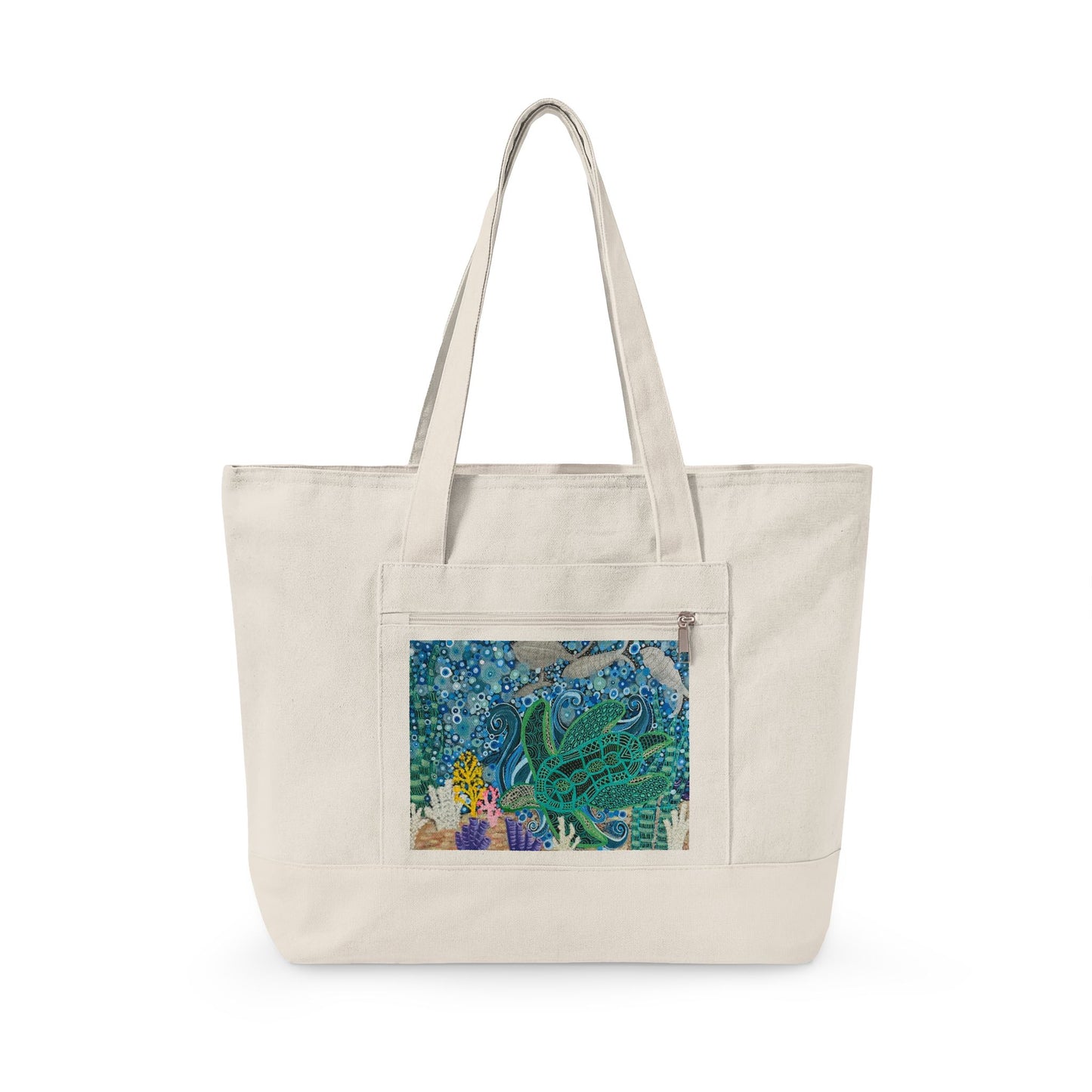 Canvas Tote —Tide whisper Ocean Art Zippered Tote