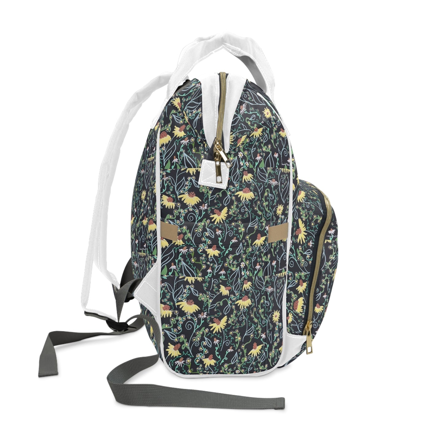 Floral Multifunctional Diaper Backpack — Spacious Mom & Dad Nappy Bag with Changing Pad
