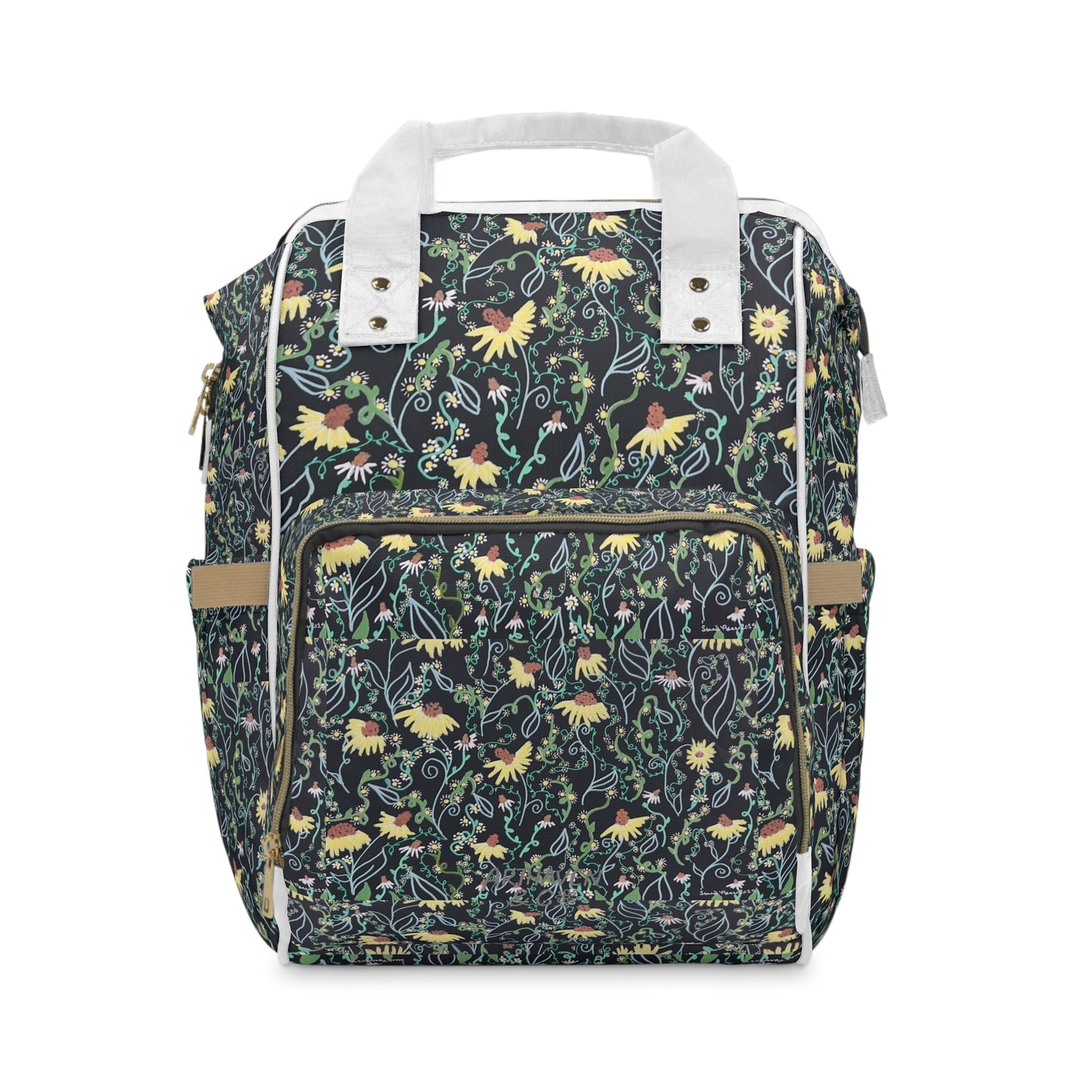 Floral Multifunctional Diaper Backpack — Spacious Mom & Dad Nappy Bag with Changing Pad