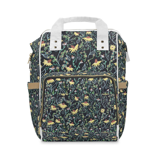 Floral Multifunctional Diaper Backpack — Spacious Mom & Dad Nappy Bag with Changing Pad