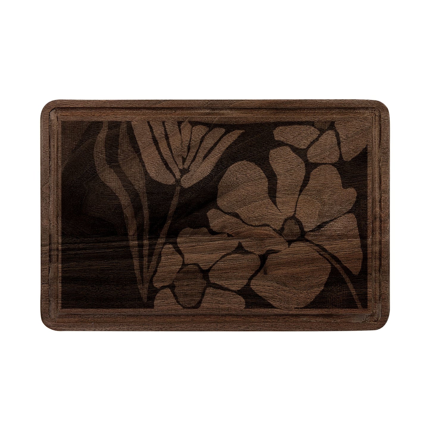 Engraved Floral Wooden Cutting Board – Decorative Serving & Chopping Board