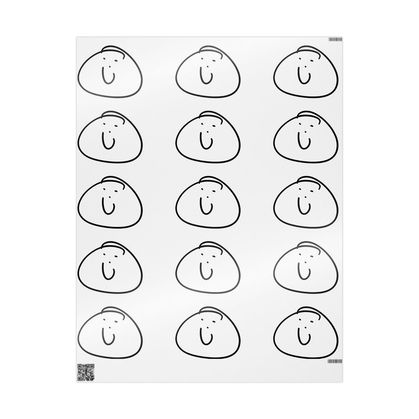 Smiling Face Pattern Wrapping Paper — Minimal Black & White Gift Wrap