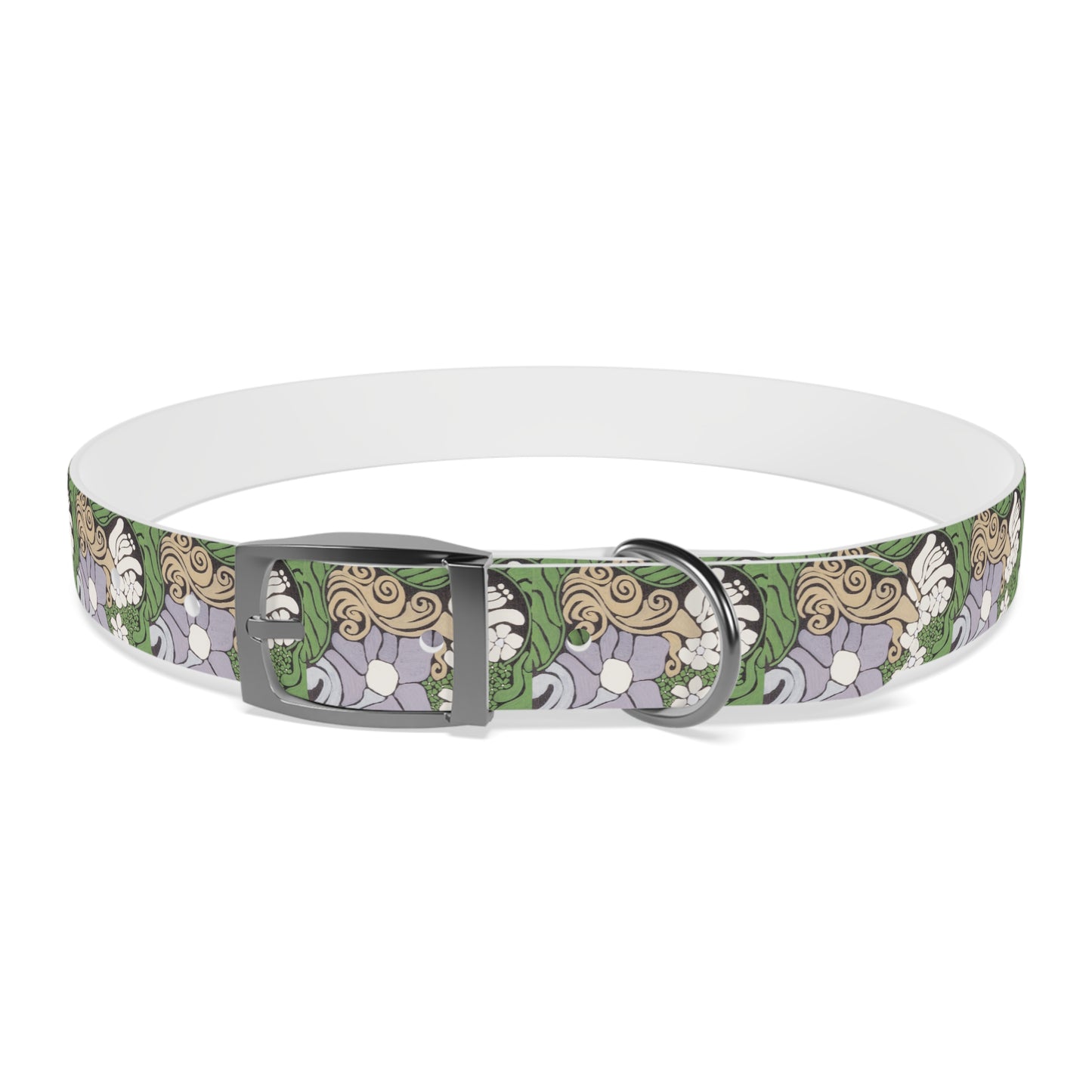 Whim & Tendril Dog Collar — Vintage Green & Lavender Pattern