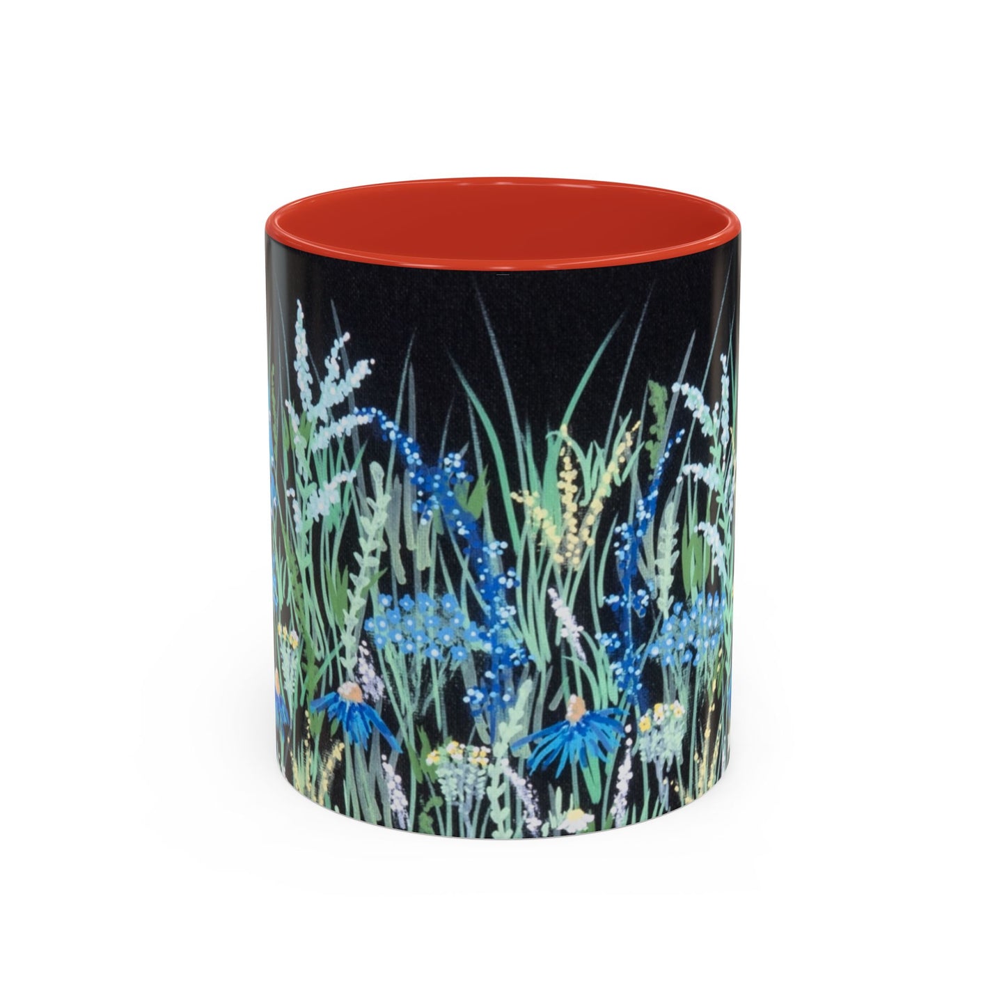 Blue hour bloom Floral Meadow Accent Coffee Mug — Blue Wildflower Garden Design (11/15oz)