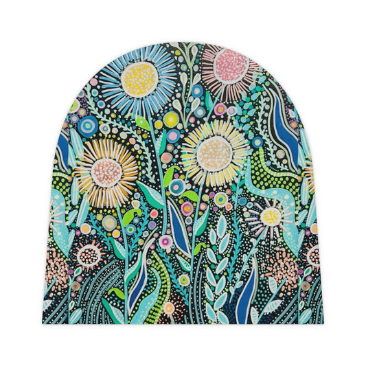 Dot Dot bloom Floral Meadow Baby Beanie — Colorful Wildflower Newborn Hat