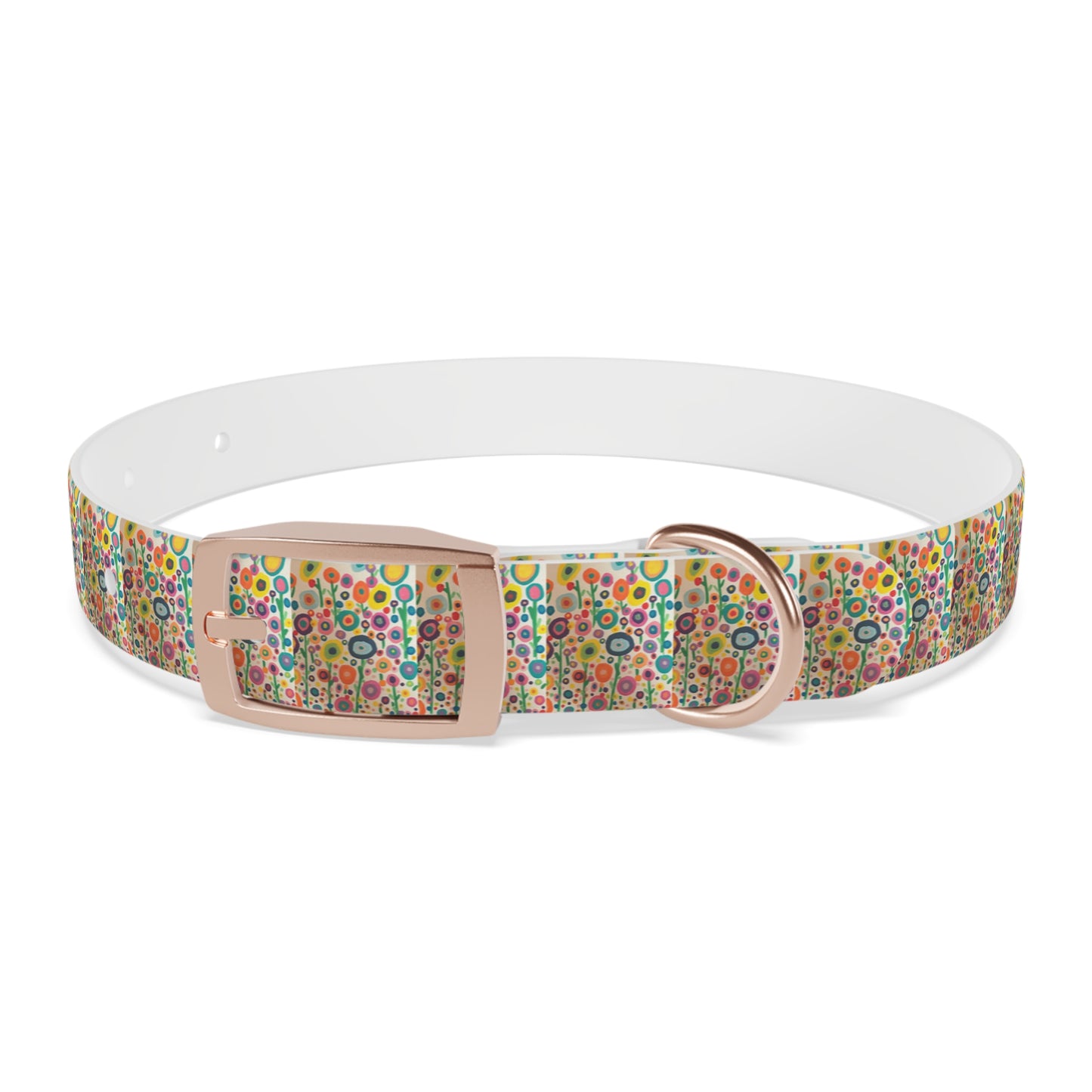 Floral Garden Dog Collar — Colorful Retro Flowers Pattern