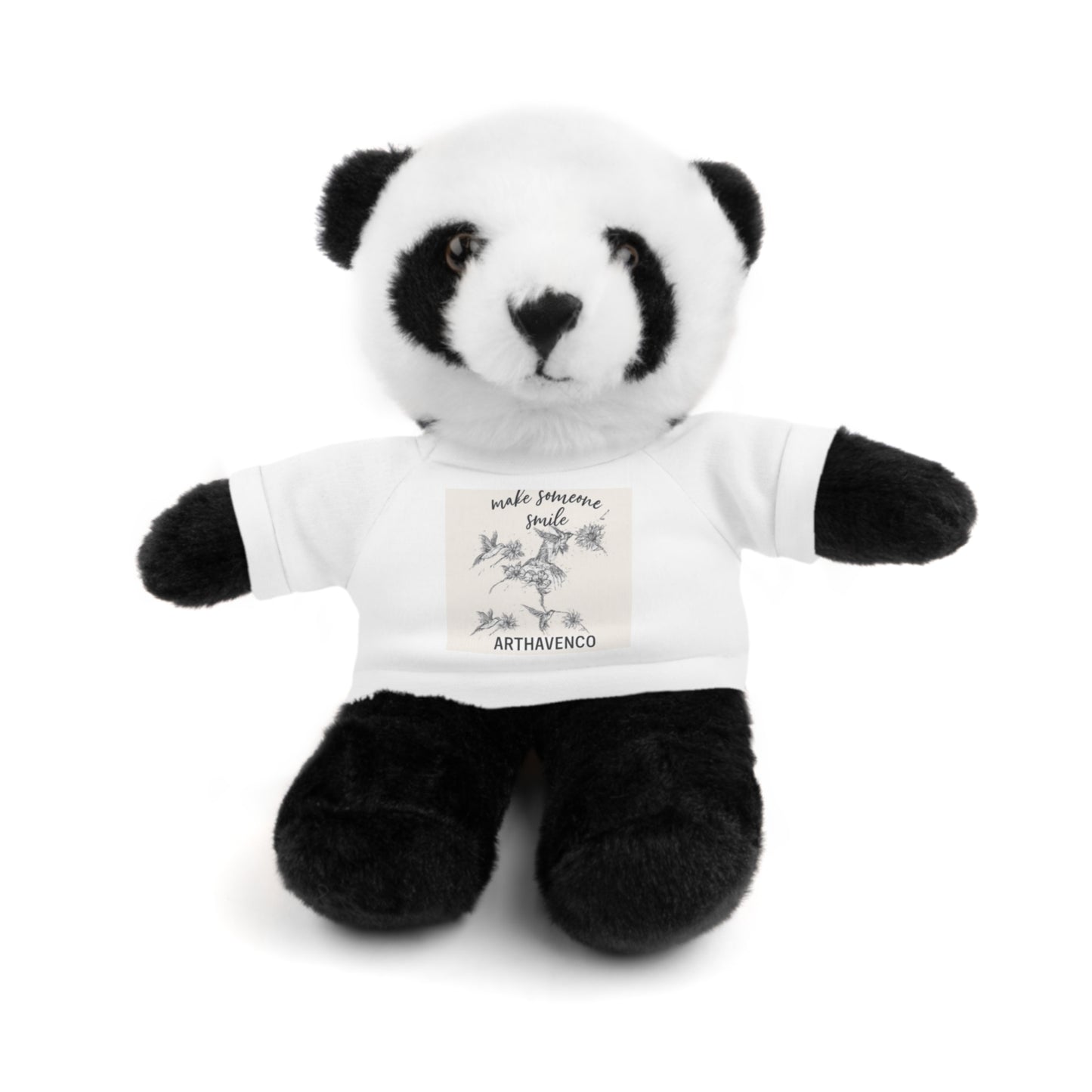 Plush Bear with Printed Tee — Cute Floral Design Teddy for Gifts & Occasions