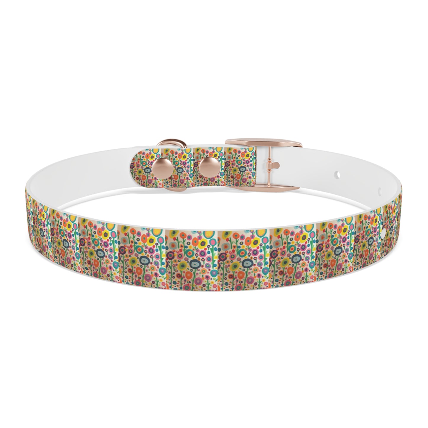 Floral Garden Dog Collar — Colorful Retro Flowers Pattern