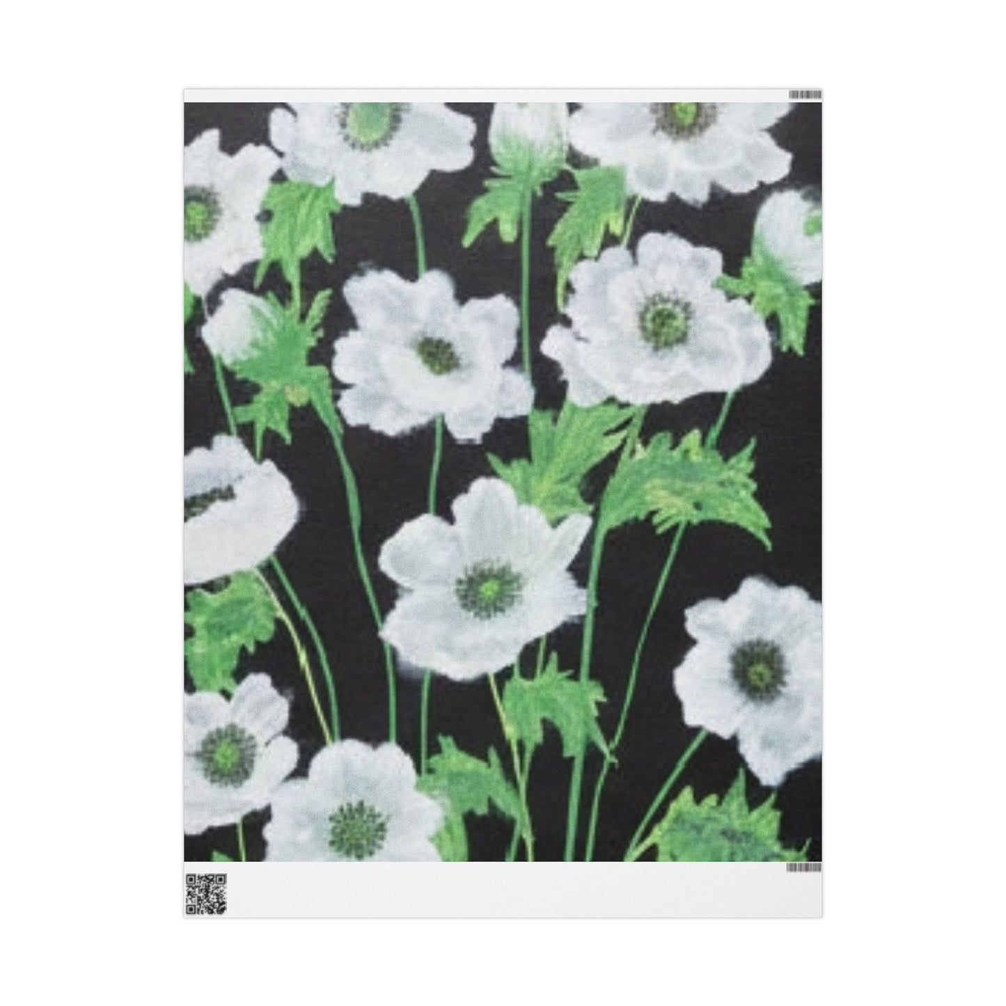 Floral Black & Green Wrapping Paper — White Anemone Bouquet Gift Wrap