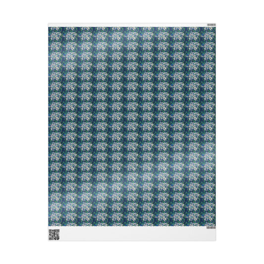 Floral Blue Wrapping Paper Roll — Vintage Forget-Me-Not Pattern