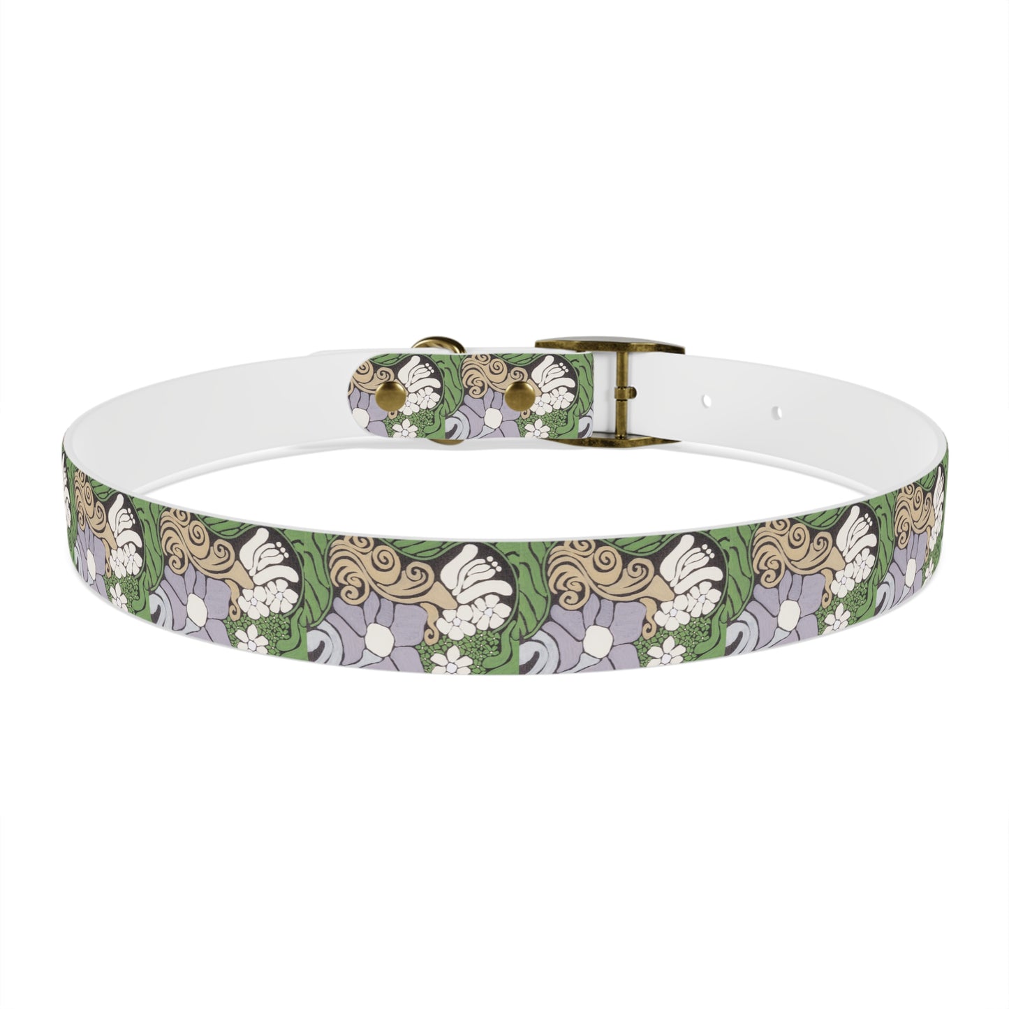Whim & Tendril Dog Collar — Vintage Green & Lavender Pattern