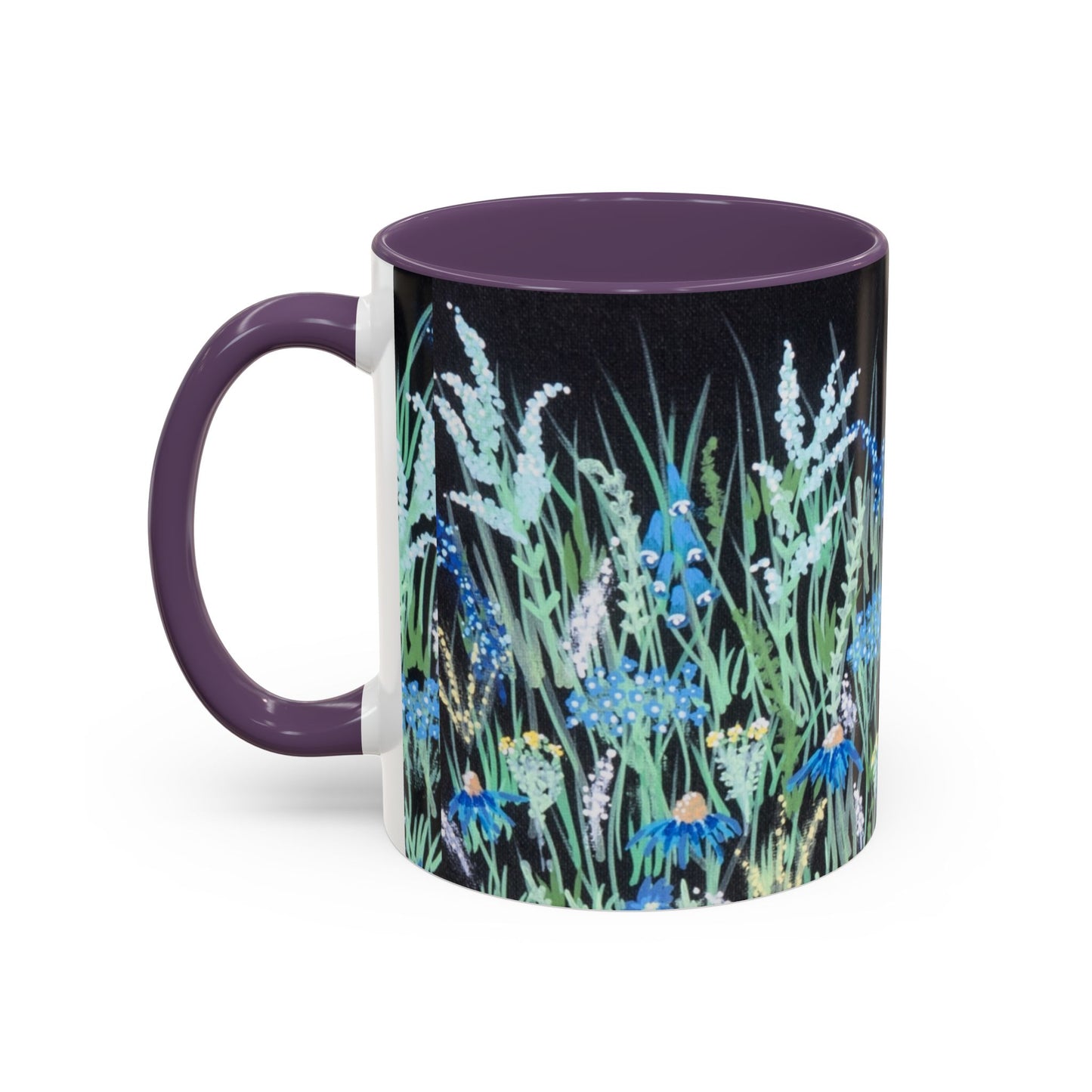Blue hour bloom Floral Meadow Accent Coffee Mug — Blue Wildflower Garden Design (11/15oz)