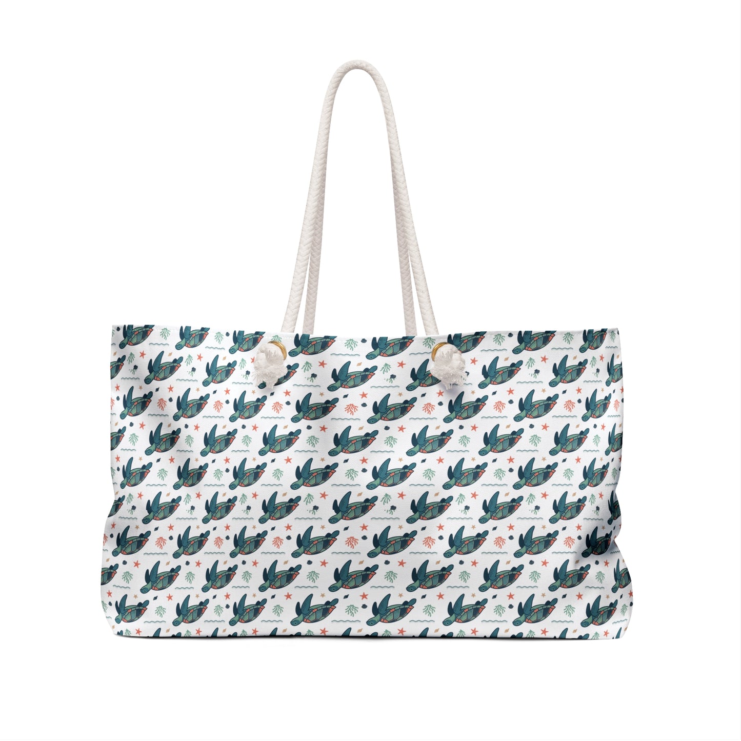 Sea Turtle Pattern Weekender Bag — Beach Tote for Travel & Vacation
