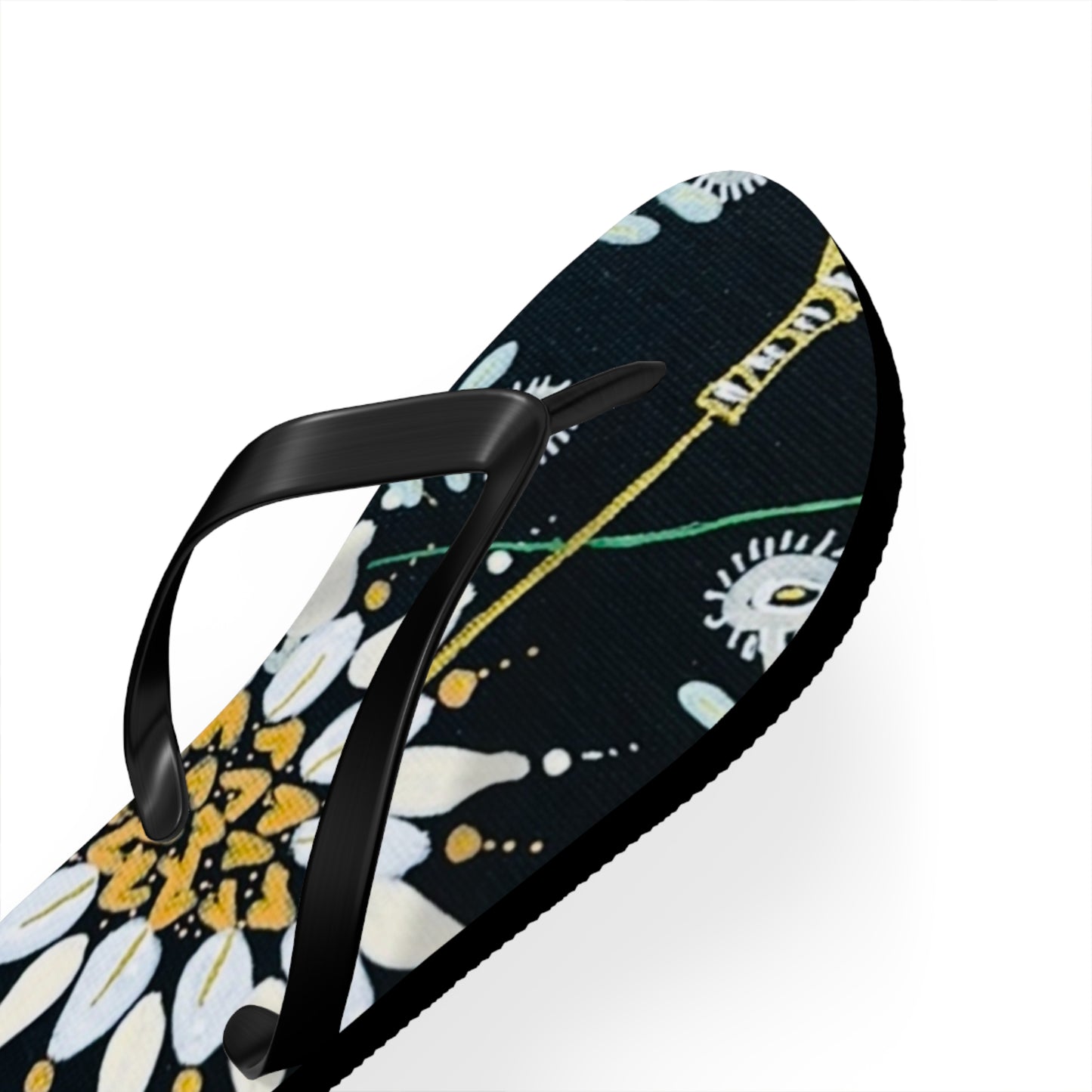 Golden Tangle Flip Flops —  Tropical Daisy Beach Sandals