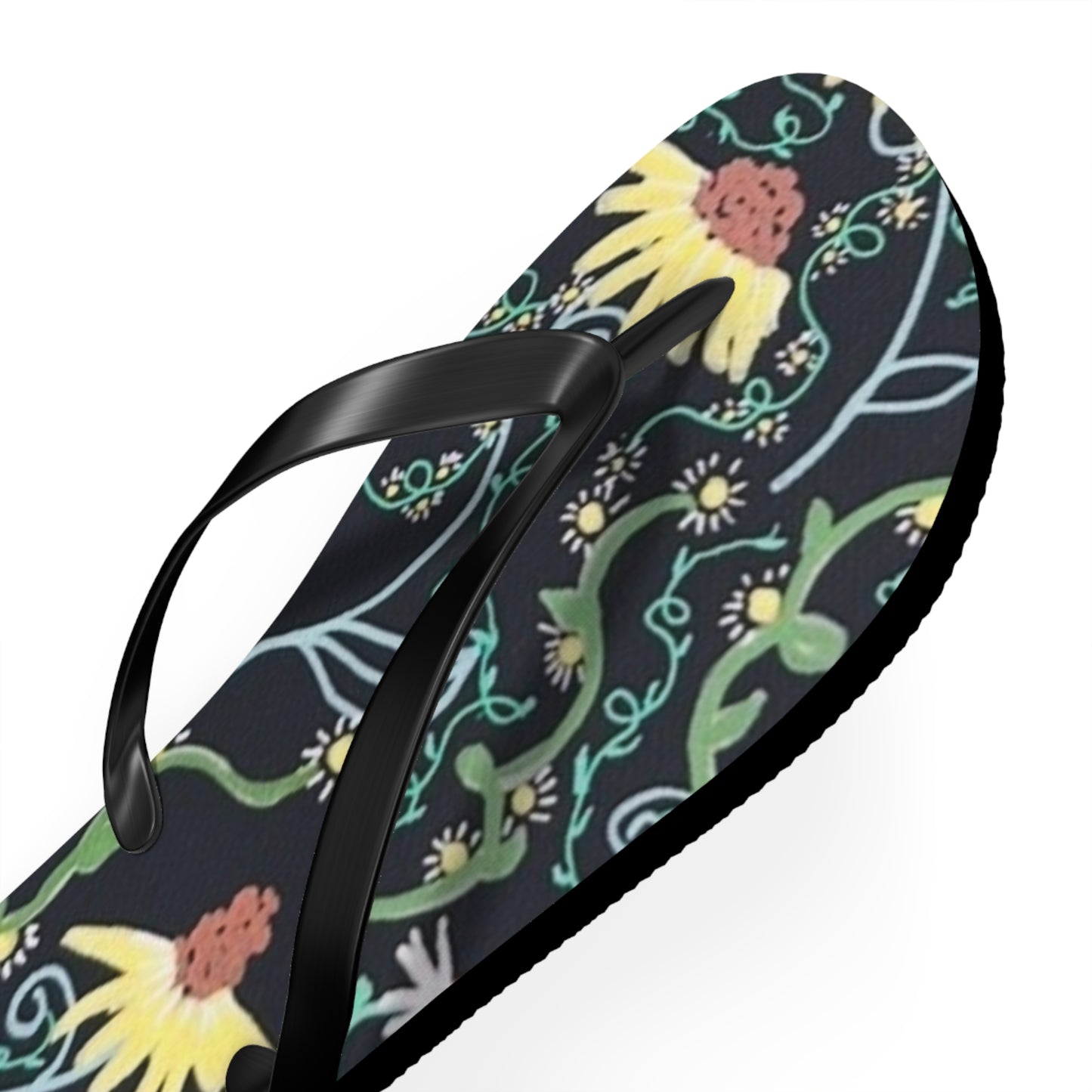 Floral Flip Flops – Dark Botanical Beach Sandals