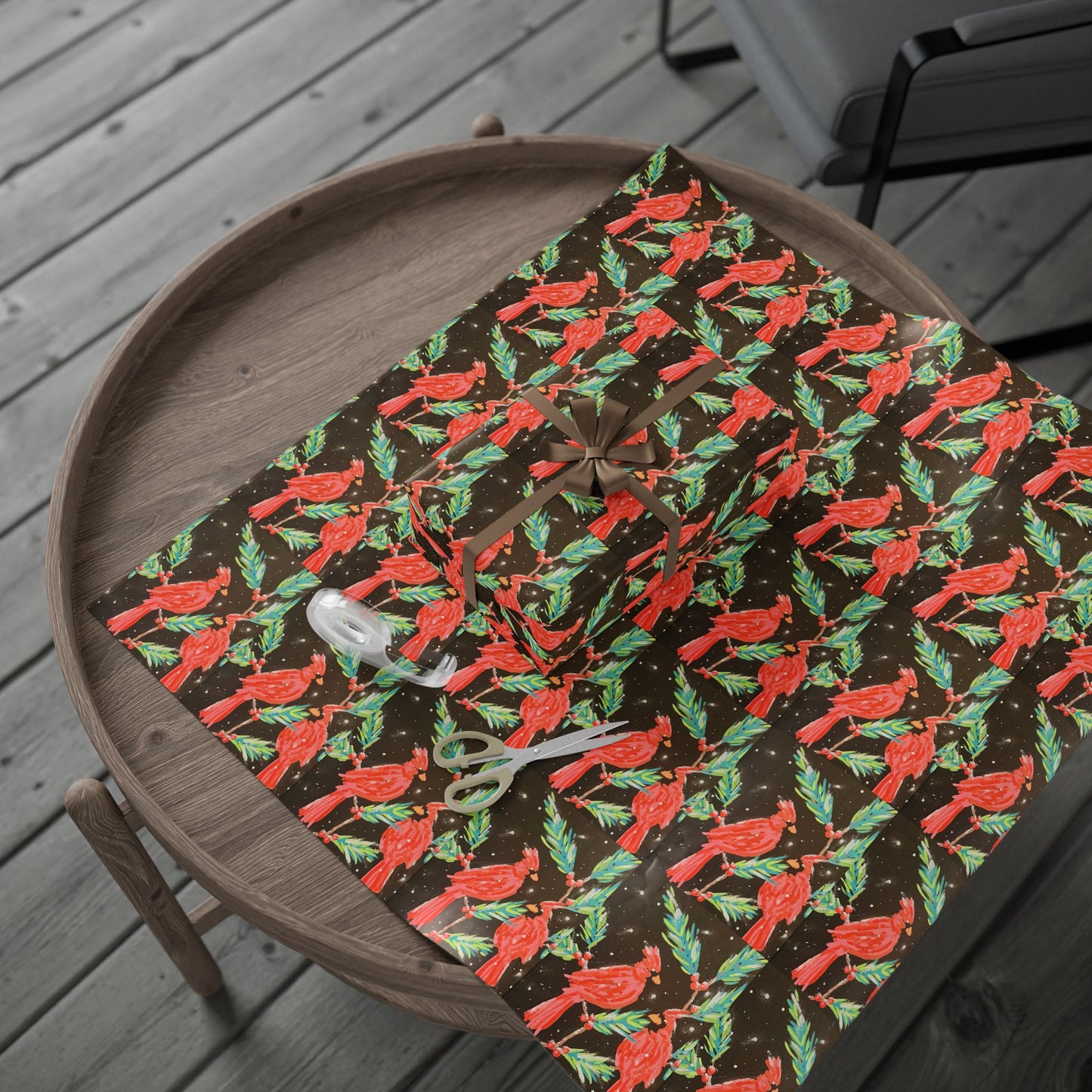 Holiday Poinsettia Wrapping Paper — Dark Botanical Gift Wrap