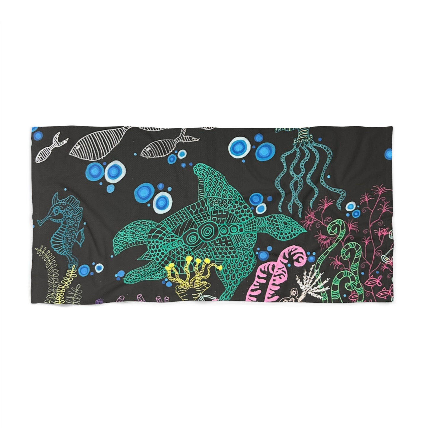 Underwater Sea Turtle Beach Towel — Tropical Ocean Marine Life Design