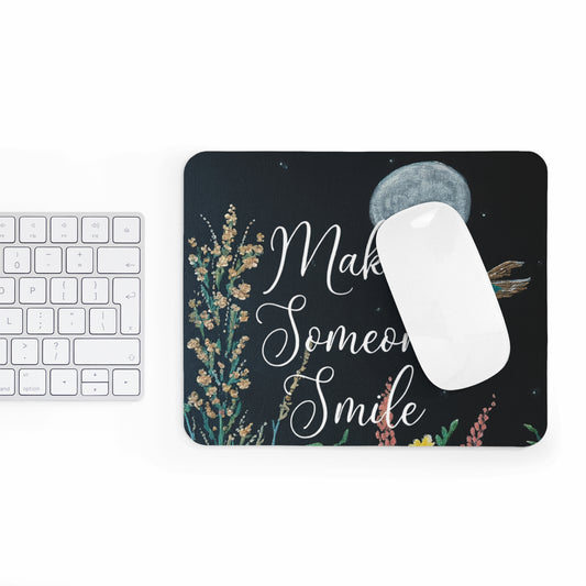 Inspirational 'Make Someone Smile' Mouse Pad — Floral Hummingbird Desk Mat
